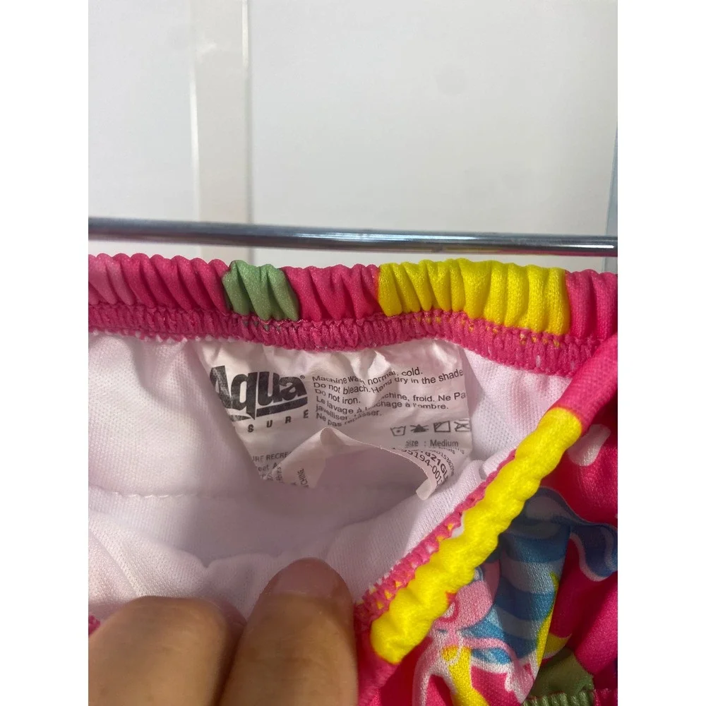 Aqua Leisure Swim School Baby Swim Diaper Mermaid Fruit Ruffle Pink Medium